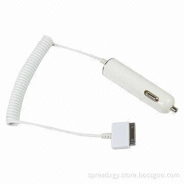 Car Charger for iPhone 4, 5V DC/1A Output Voltage/Current, with Protection Function